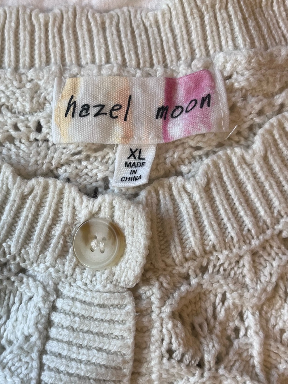 Hazel Moon Cream Crochet Knit Button-Up Vest. Like New! - Picture 5 of 5